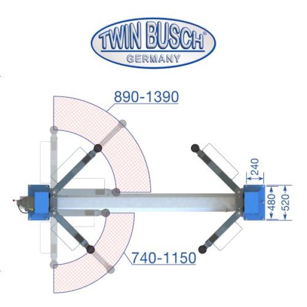 Twin Busch 2 Säulen Hebebühne TW242M 4.2t – BASIC LINE – halbautomatische Entriegelung
